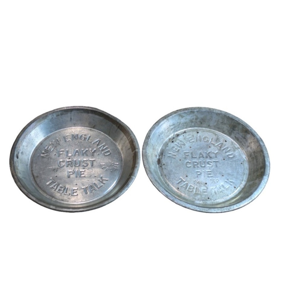 2 Vintage New England Table Talk Flaky Crust Pie Tin 10 Cent Deposit
